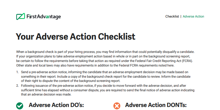 Adverse Action Checklist